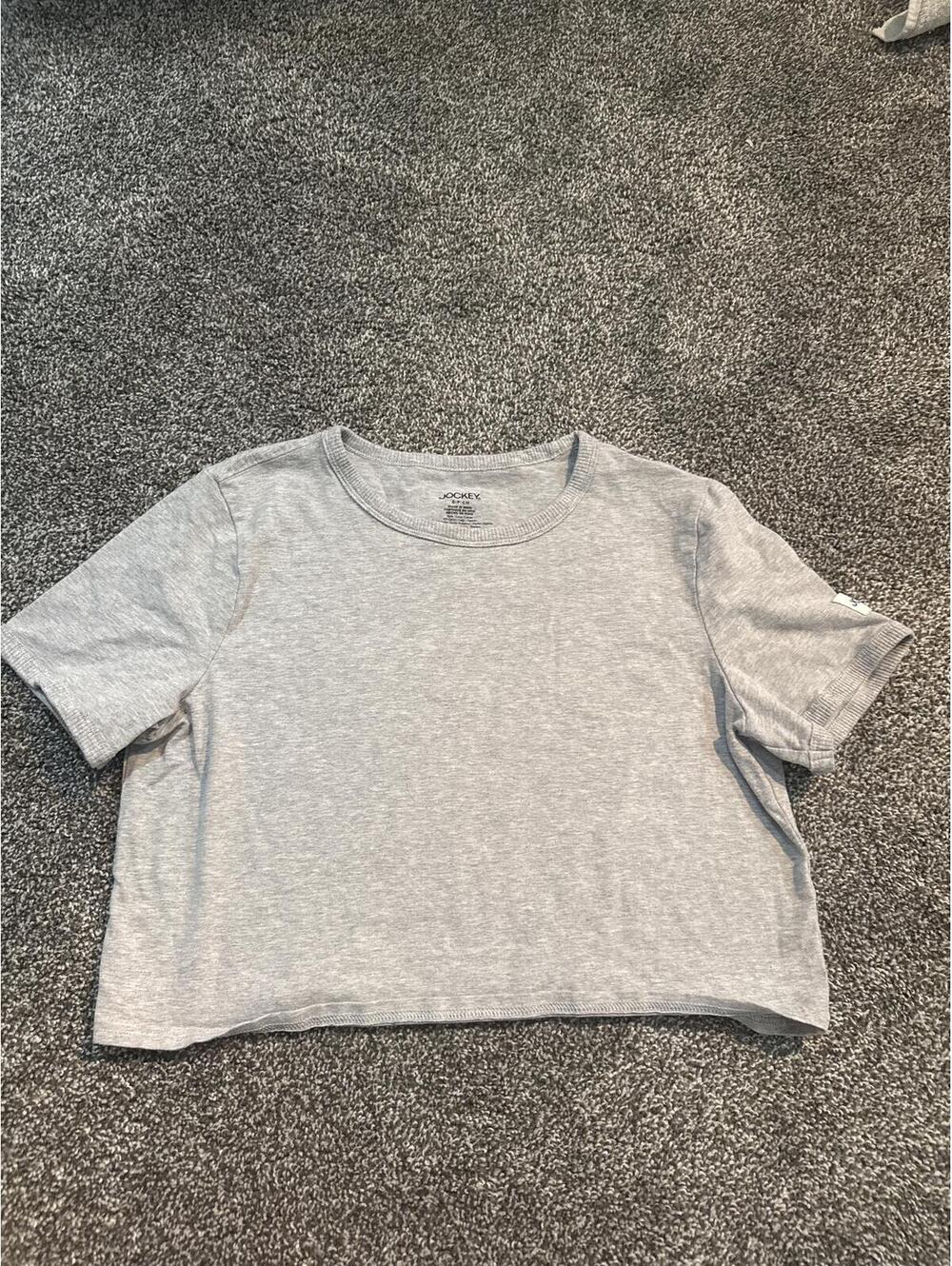 Jockey Gray Heather Cropped Short Sleeve T-Shirt Size S